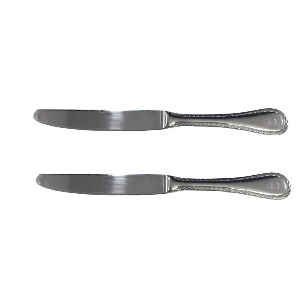 ONEIDA Set 2 Dinner Knives BELMONT LYONS Stainless Flatware Solid Knife